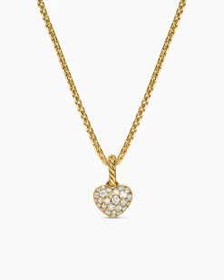 Petite Pavé Heart Amulet 18K Yellow Gold with Diamonds, 7.4mm
