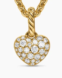 Petite Pavé Heart Amulet 18K Yellow Gold with Diamonds, 7.4mm