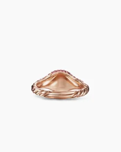 Petite Pavé Pinky Ring 18K Rose Gold with Pink Sapphires, 7mm