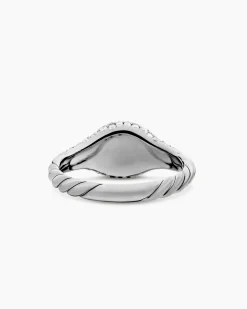 Petite Pavé Pinky Ring 18K White Gold with Diamonds, 7mm