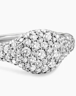 Petite Pavé Pinky Ring 18K White Gold with Diamonds, 7mm