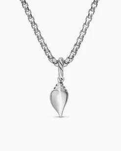 Petite Pavé Shell Amulet Sterling Silver with Diamonds, 15mm