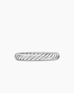 Petite Pavé Stack Ring Sterling Silver with Diamonds, 3mm