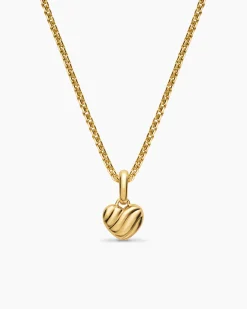 Petite Puffy Cable Heart Amulet 18K Yellow Gold, 7.4mm