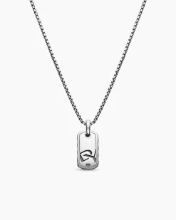 Petite Sculpted Cable Tag Sterling Silver, 10mm