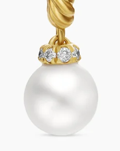 Petite Solari Drop Earrings 18K Yellow Gold with Pearls and Diamonds, 17.2mm