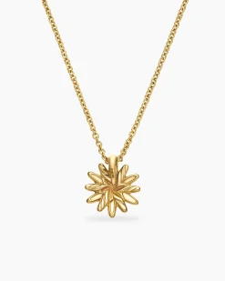 Petite Starburst Pendant Necklace 18K Yellow Gold with Diamonds, 10.5mm