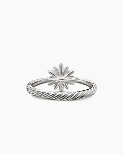 Petite Starburst Ring Sterling Silver with Diamonds, 10mm