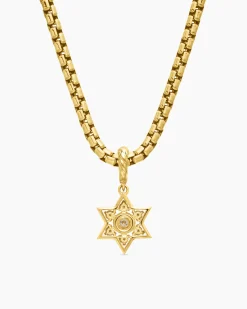 Petite Star of David Pendant 18K Yellow Gold with Diamonds, 11.2mm