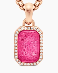 Petrvs® Bee Amulet 18K Rose Gold with Rubellite and Diamonds, 15mm