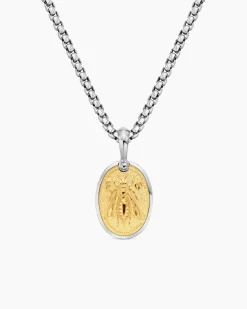 Petrvs® Bee Amulet Sterling Silver with 18K Yellow Gold, 17.8mm
