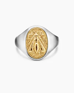 Petrvs® Bee Pinky Ring Sterling Silver with 18K Yellow Gold, 15.5mm