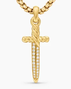 Petrvs® Dagger Amulet 18K Yellow Gold with Diamonds, 32mm