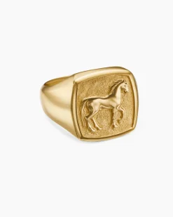 Petrvs® Horse Pinky Ring 18K Yellow Gold, 14.8mm