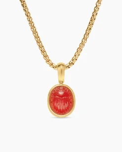 Petrvs® Petite Scarab Amulet 18K Yellow Gold with Carnelian, 12.1mm