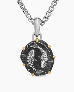 Pisces Amulet Sterling Silver with 18K Yellow Gold, 23mm