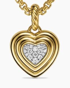 Puffy Heart Amulet 18K Yellow Gold with Diamonds, 17mm