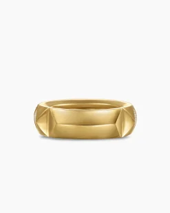 Pyramid Band Ring 18K Yellow Gold with Diamonds, 6.5mm