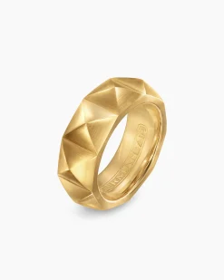 Pyramid Band Ring 18K Yellow Gold, 8mm