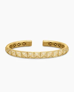 Pyramid Bangle Bracelet 18K Yellow Gold with Diamonds, 6.5mm