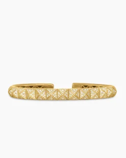 Pyramid Bangle Bracelet 18K Yellow Gold with Diamonds, 6.5mm