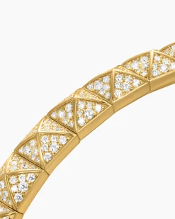 Pyramid Bangle Bracelet 18K Yellow Gold with Diamonds, 6.5mm
