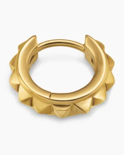 Pyramid Hoop Earrings 18K Yellow Gold, 3.8mm