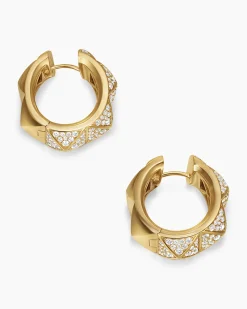 Pyramid Hoop Earrings 18K Yellow Gold with Diamonds, 23.9mm