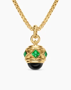 Renaissance® Amulet 18K Yellow Gold with Black Onyx and Tsavorites, 19.8mm