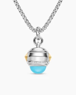 Renaissance® Amulet Sterling Silver with 14K Yellow Gold, Turquoise, Madeira Citrine and Tsavorites, 19.8mm