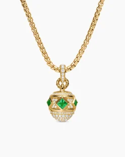 Renaissance® Pavé Amulet 18K Yellow Gold with Emeralds and Diamonds, 17mm