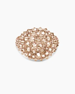 Reverse Set Pavé Pinky Ring 18K Rose Gold with Cognac Diamonds, 14mm