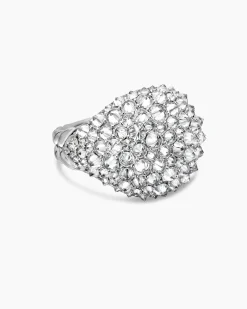 Reverse Set Pavé Signet Ring 18K White Gold with Diamonds, 17.5mm