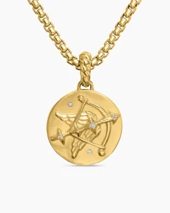 Sagittarius Amulet 18K Yellow Gold with Diamonds, 19mm