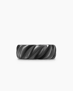 Sculpted Cable Band Ring Black Titanium, 9mm