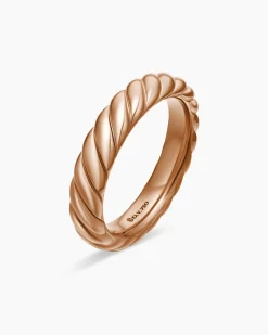 Sculpted Cable Band Ring 18K Rose Gold, 4.6mm