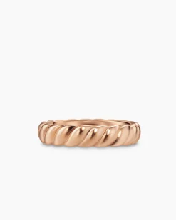Sculpted Cable Band Ring 18K Rose Gold, 5mm