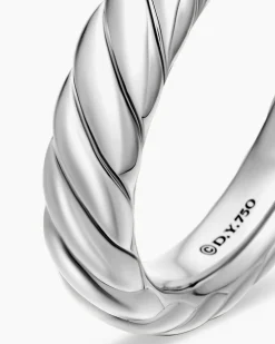 Sculpted Cable Band Ring 18K White Gold, 4.6mm