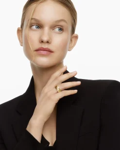 Sculpted Cable Band Ring 18K Yellow Gold, 9mm