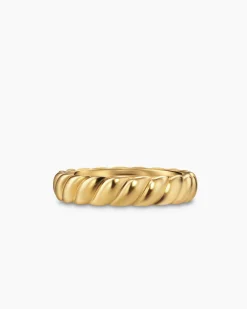 Sculpted Cable Band Ring 18K Yellow Gold, 5mm