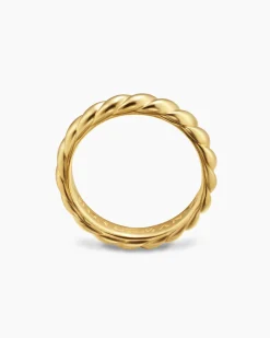 Sculpted Cable Band Ring 18K Yellow Gold, 5mm