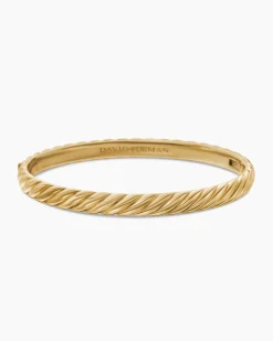 Sculpted Cable Bangle Bracelet 18K Yellow Gold, 6.2mm