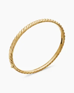 Sculpted Cable Bangle Bracelet 18K Yellow Gold, 4.6mm