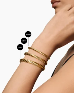 Sculpted Cable Bangle Bracelet 18K Yellow Gold, 4.6mm