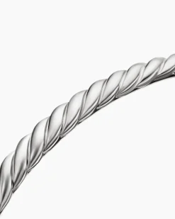 Sculpted Cable Bangle Bracelet 18K White Gold, 4.6mm