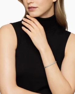 Sculpted Cable Bangle Bracelet 18K White Gold with Diamonds, 4.6mm