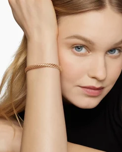 Sculpted Cable Bangle Bracelet 18K Rose Gold, 6.2mm