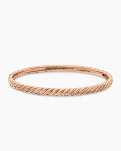 Sculpted Cable Bangle Bracelet 18K Rose Gold, 4.6mm