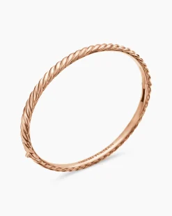 Sculpted Cable Bangle Bracelet 18K Rose Gold, 4.6mm
