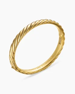 Sculpted Cable Bangle Bracelet 18K Yellow Gold, 8mm
